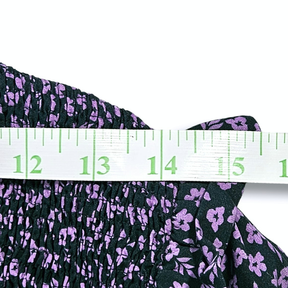 NWT Barbour Midhurst Mock Neck Smocked Ditsy Floral Blouse Sz. 8 Purple Black - Picture 9 of 12